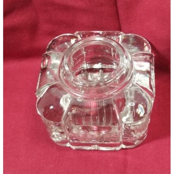 Vintage Early American Crystal Glass Block Ink Well Art Deco Bevel Cut Beautiful - Picture 2 of 5